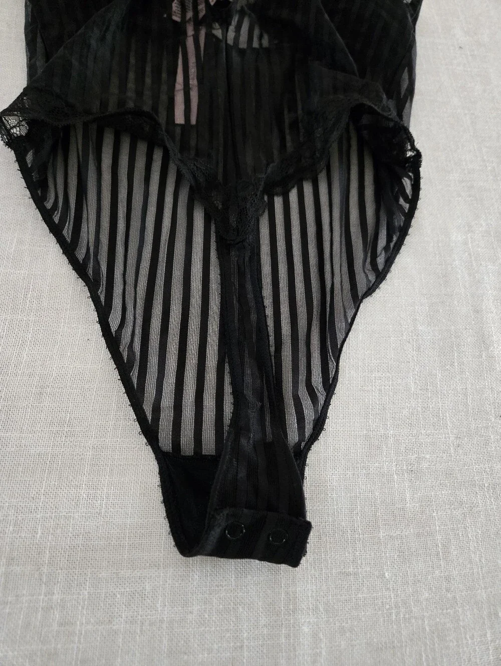NWT Tease Sheer Stripe Lace-Trim Cupped Bodvsuit